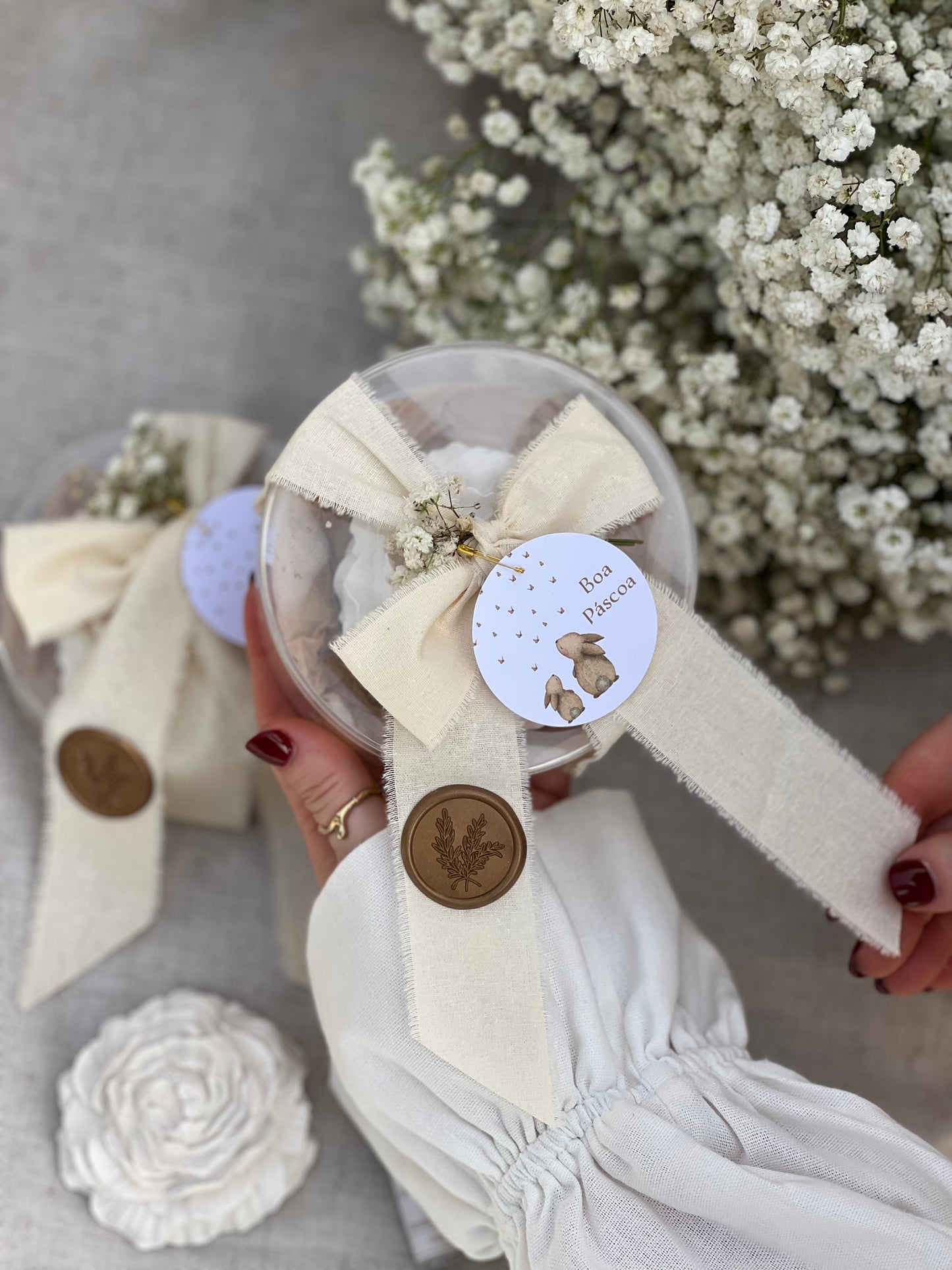 Caixa Flor de Peônia em gesso (tamanho pequeno)